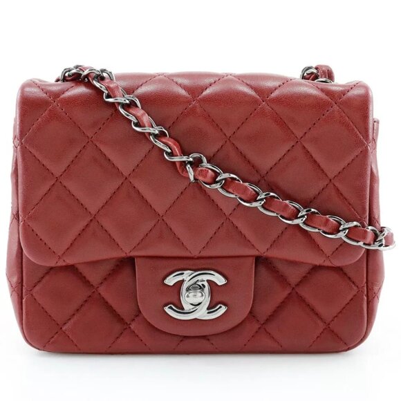 CHANEL Mini ChainShoulder Shoulder Bag Matelasse Red lambskin Women - Picture 1 of 10